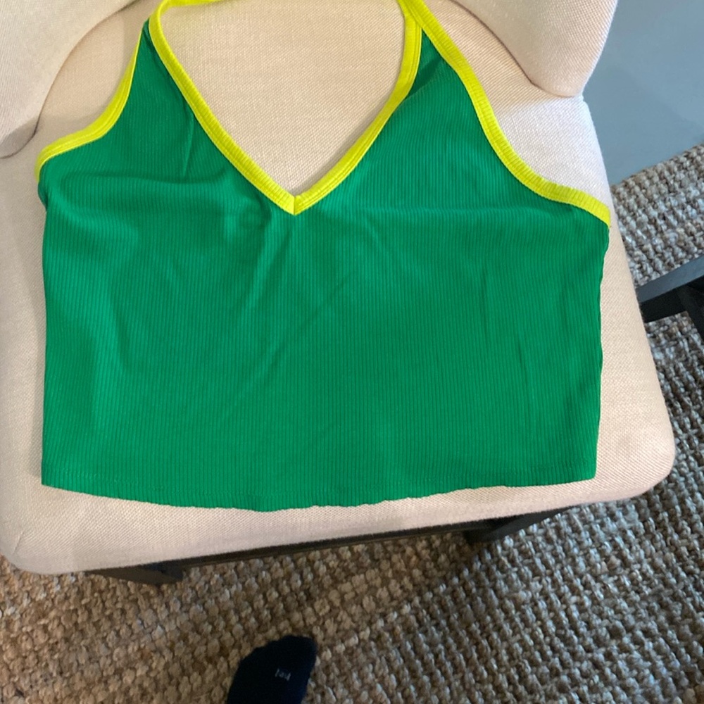 Kelly green cropped halter top